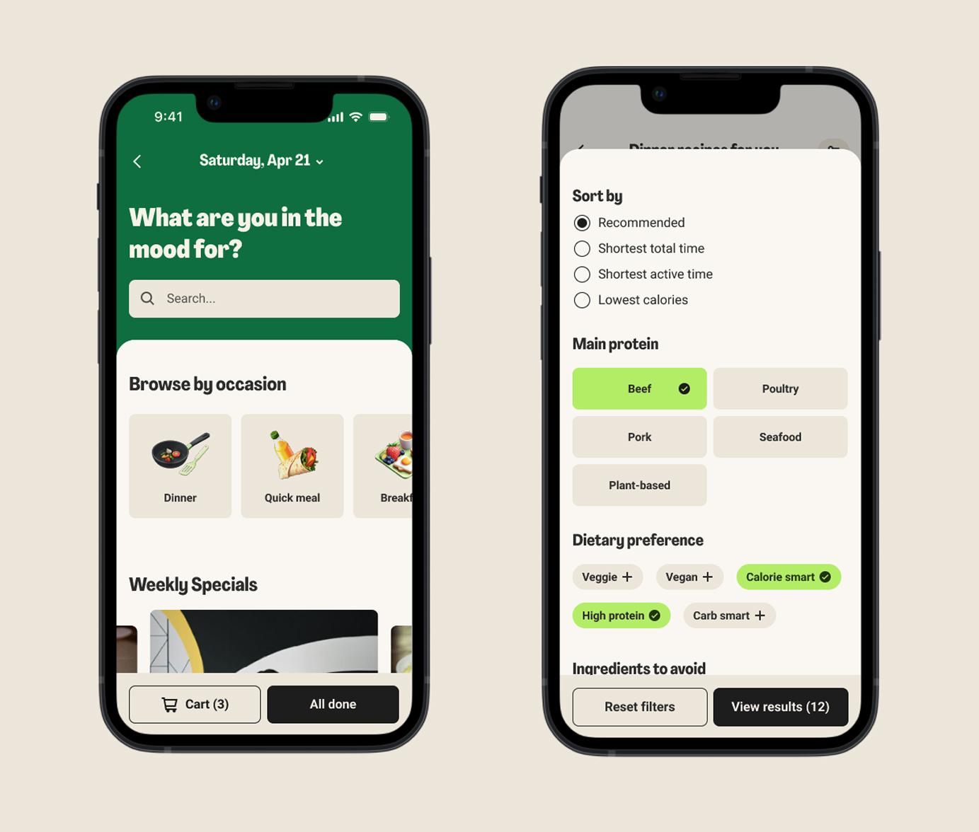 After - HelloFresh app redesign - First example