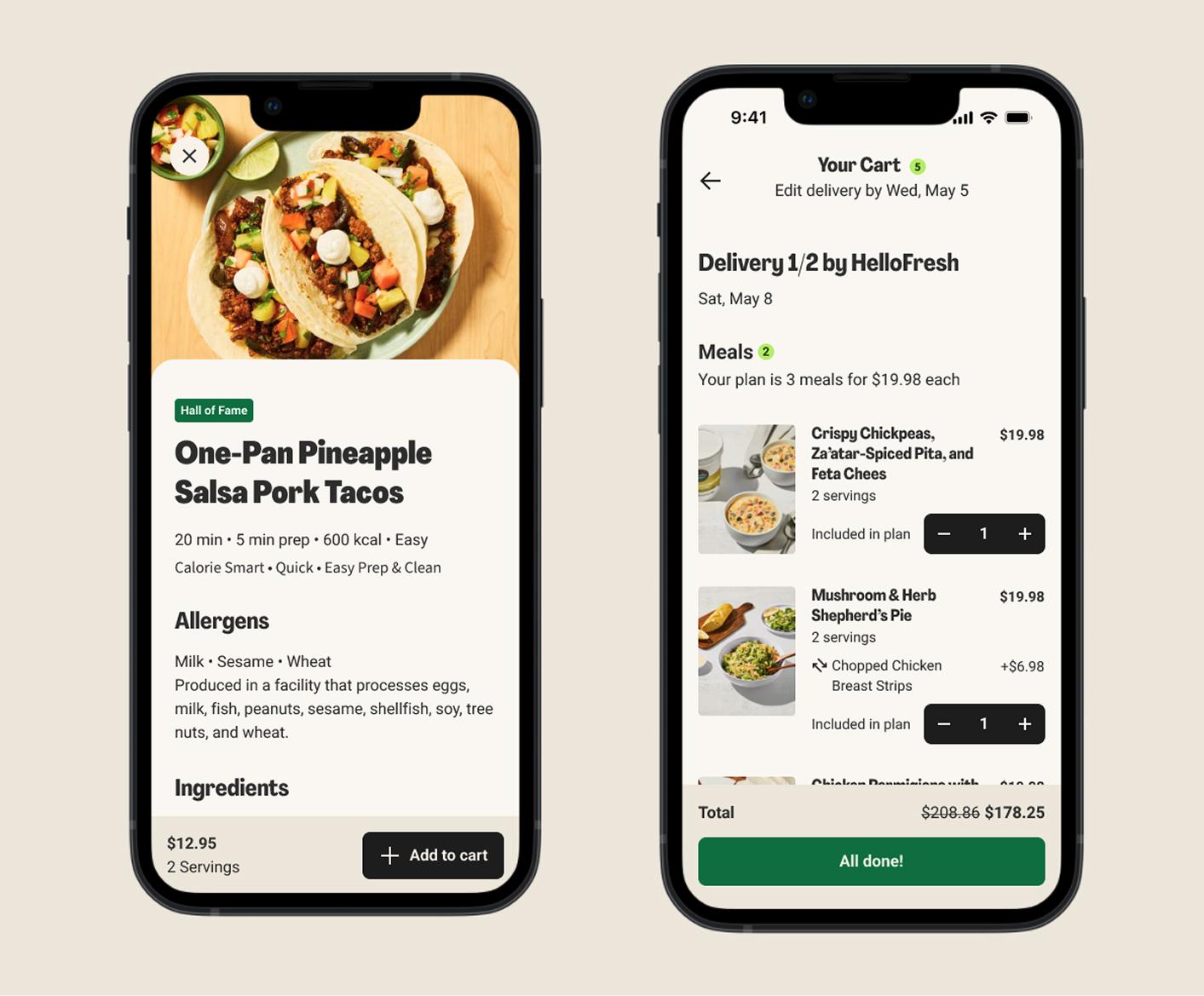 After - HelloFresh app redesign - Second example