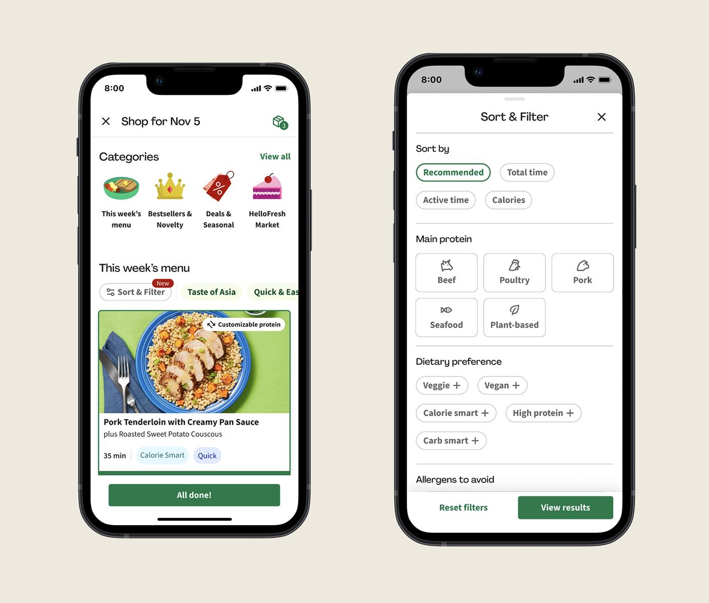 Before - HelloFresh app redesign - First example