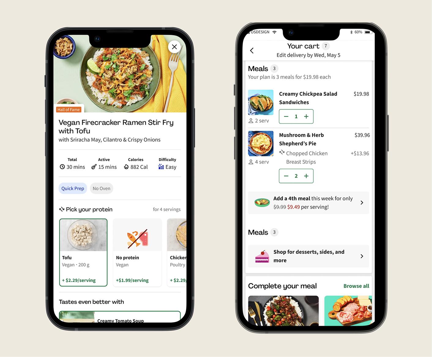 Before - HelloFresh app redesign - Second example